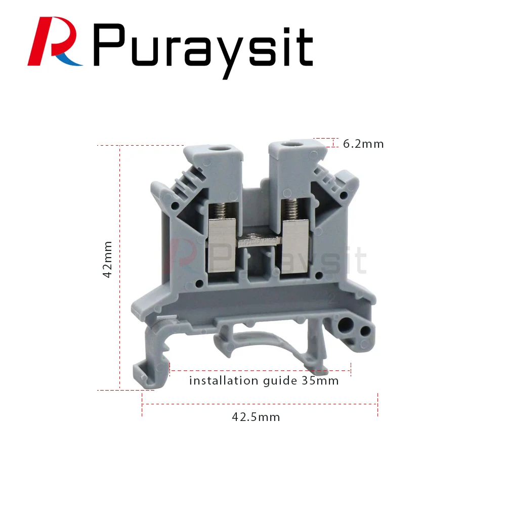 Din Rail Terminal Block UK-2.5B Wire Electrical Conductor Universal Connector Screw Connection Terminal Strip Block UK2.5