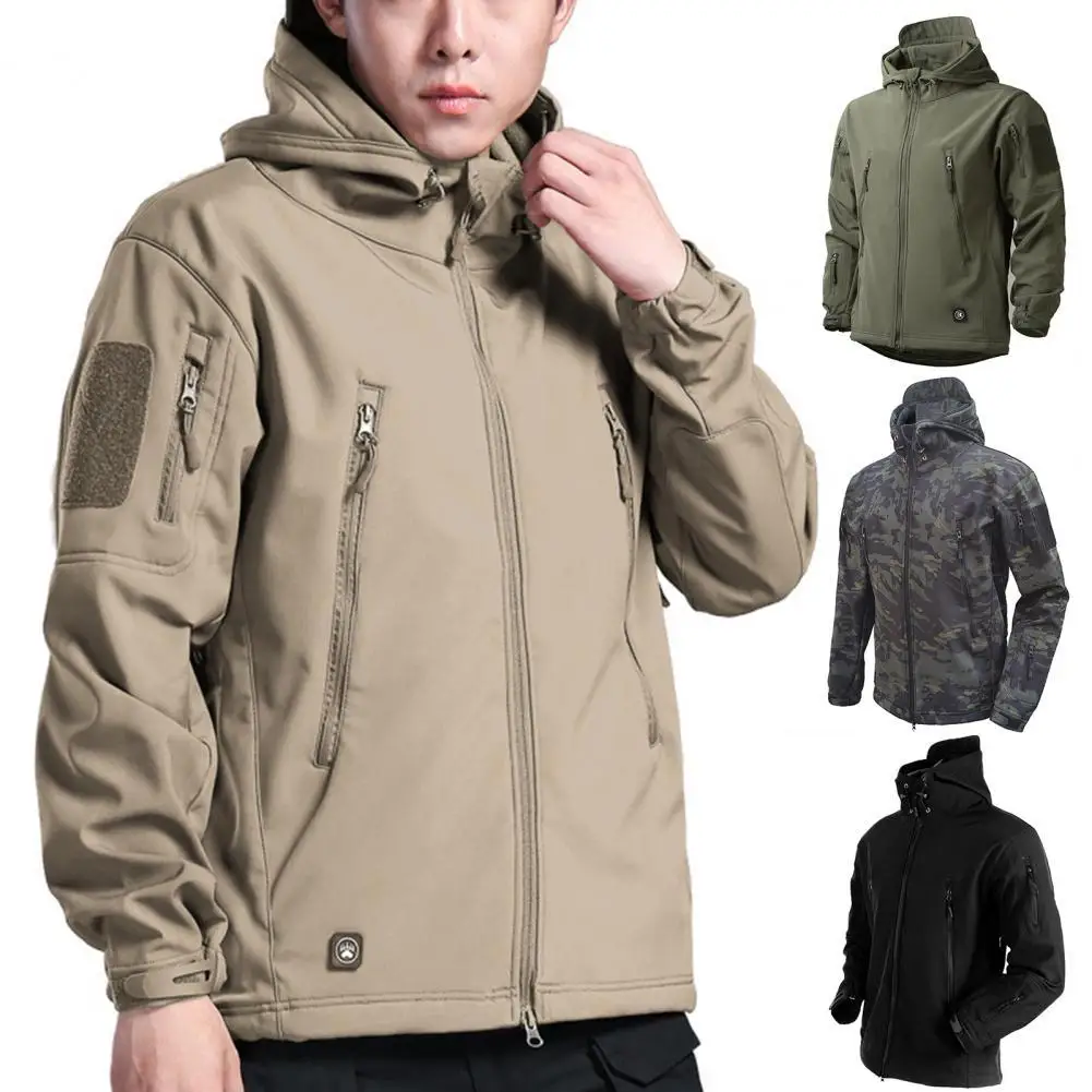 

Men Winter Thermal Fleece Military Jacket Outdoor Sports Women's Windproof Waterproof Breathable Hooded Hiking Coat