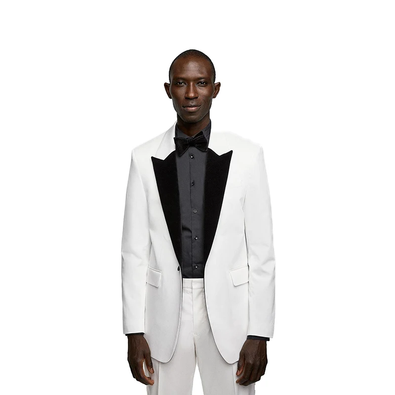 Costume deux pièces blanc pour homme, costume pour marié, meilleur homme, tenue d'affaires, robe de bal, robe de soirée (veste + pantalon)