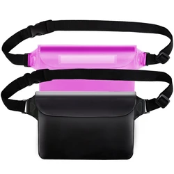 2pcs Waterproof Pouch Waist Pack Strap Screen Touch Dry Bag Adjustable Belt For Phone Swimming Boating Surfing Storage Bags