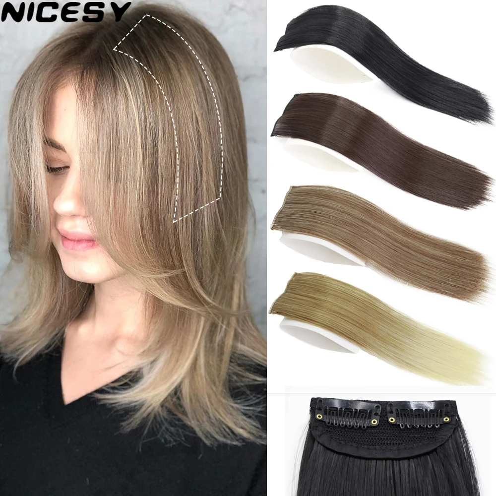 Almofadas de cabelo sintético clipe sem costura invisível na extensão do cabelo aumentar o cabelo tampa lateral superior peruca pedaço de cabelo