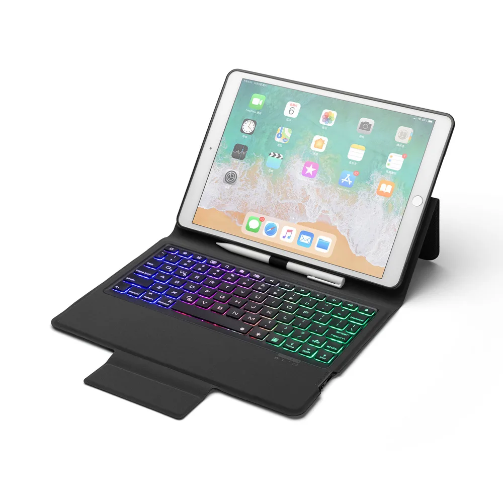 

Ultra Thin 7 Colors LED Backlit Wireless Bluetooth Keyboard Case Stand Smart Cover With Pencil Holder For iPad Pro 10.5 Tablet