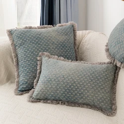 Fringed Cushion cover 45x45cm Square Heart Circle Denim Home Decoration for Sofa Bed Living Room Bed Room