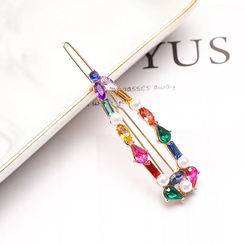 2020 New Multicolor Crystal Fashion Hairpins Women Girls Hair Clips Bobby Pin Accessories Hairgrip Hairclip Headwear Barrette