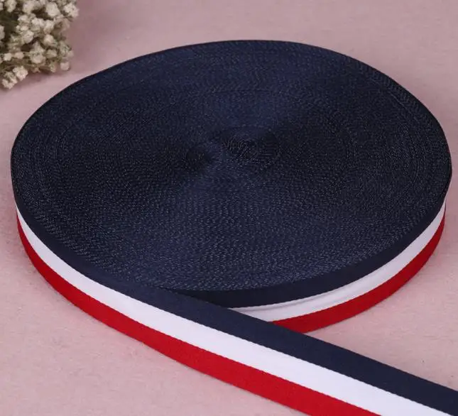 Nastro in gros-grain a strisce rosse blu Navy per sacchetti di abbigliamento confezione regalo decorazione della casa fiocco bandiera nastro materiali fatti a mano fai-da-te