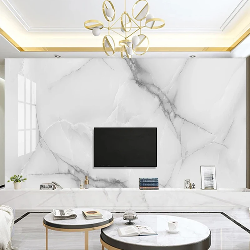 Custom Mural Wallpaper Modern 3D White Marble Wall Paper Living Room TV Sofa Luxury Home Decor Background Waterproof 3D Stickers