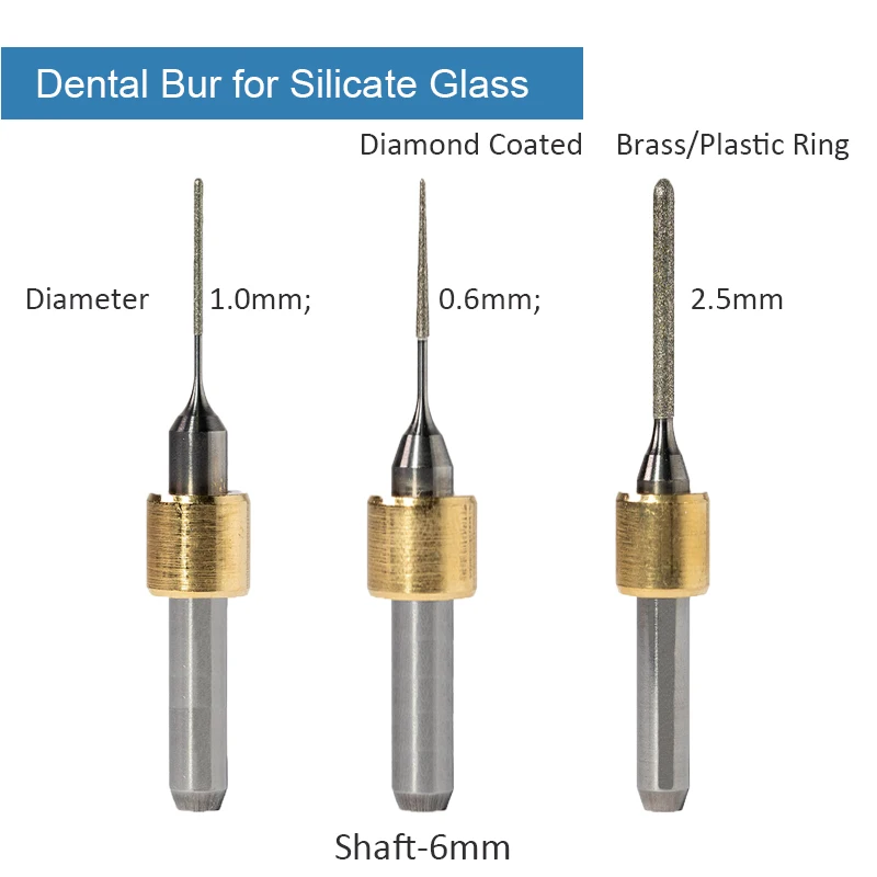 Green 3Pcs Glass Ceramic Milling Tools DC Dental Bur for Emax Veneer Disilicate Lithium Cad Cam Teeth Instrument