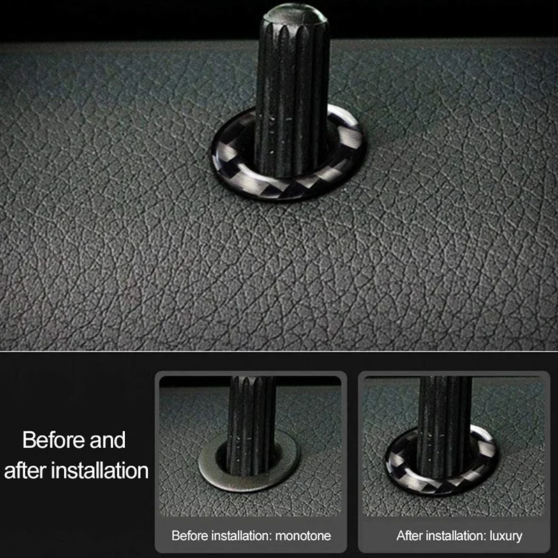 Car Door Pin Trim, 4Pcs Carbon Fiber Door Lock Pin Cover Trim Fits for Mercedes Benz C-Class W205 GLC C180 C200L C260L