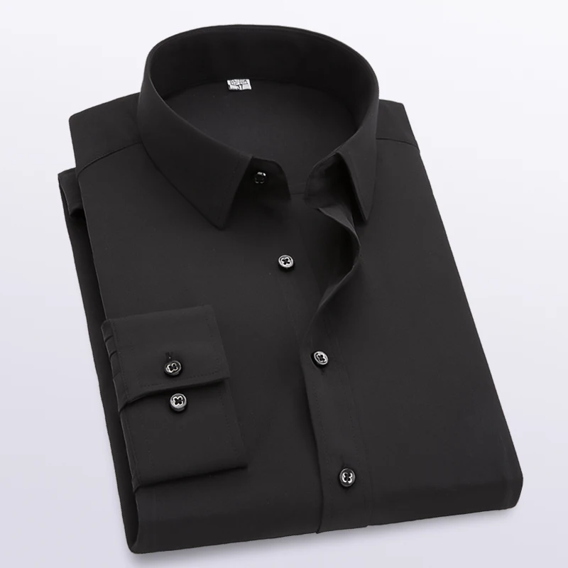 Chemise d\'affaires formelle à manches longues pour hommes, chemise de bureau, chemises de grande taille, mode