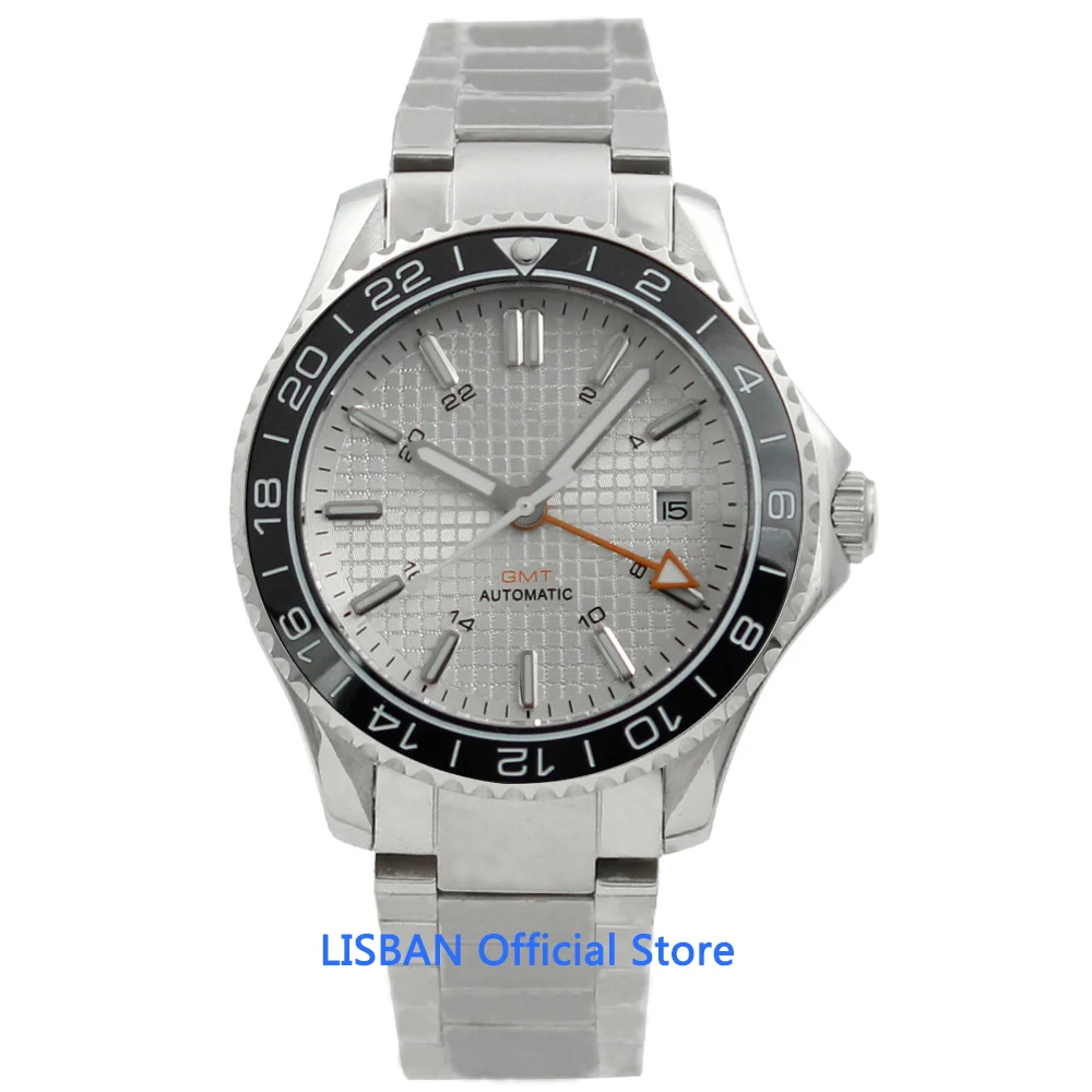 41mm Sterile Dial Mens Autometic Watch Date Window Luminous Waterproof Sapphire Glass Mechanical GMT Watch