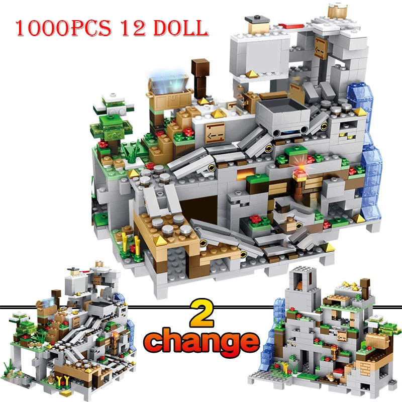 New 1500+ Doll Mine Cave Mountain Waterfall Village Jungle TreeHouse Farm Model Figures Bricks Sets Building Blocks Toys Gifts