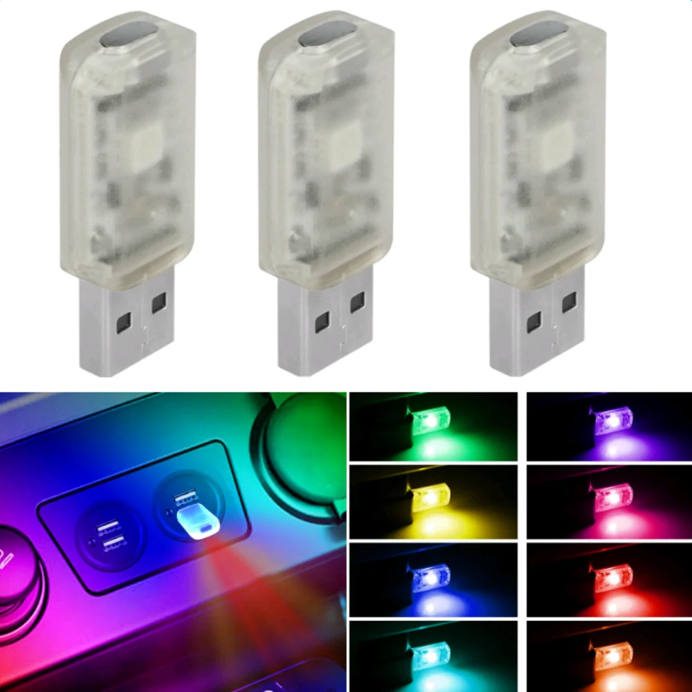 

3x Car Mini USB LED Ambient Light Touch Key Universal Neon Atmosphere Lamp Car Interior Lamp For Bmw F10 Golf 7 Peugeot 206 Jeep