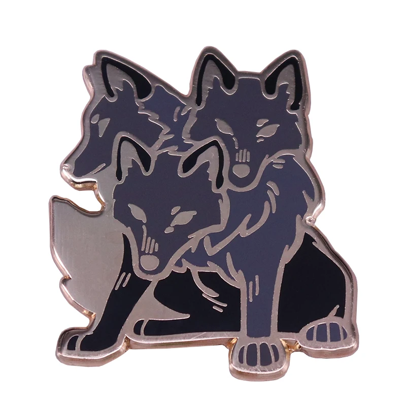 Cerberus piekło Hound Pin trzy głowy pies wilki patrona broszka starożytna grecka mitologiczna istota biżuteria