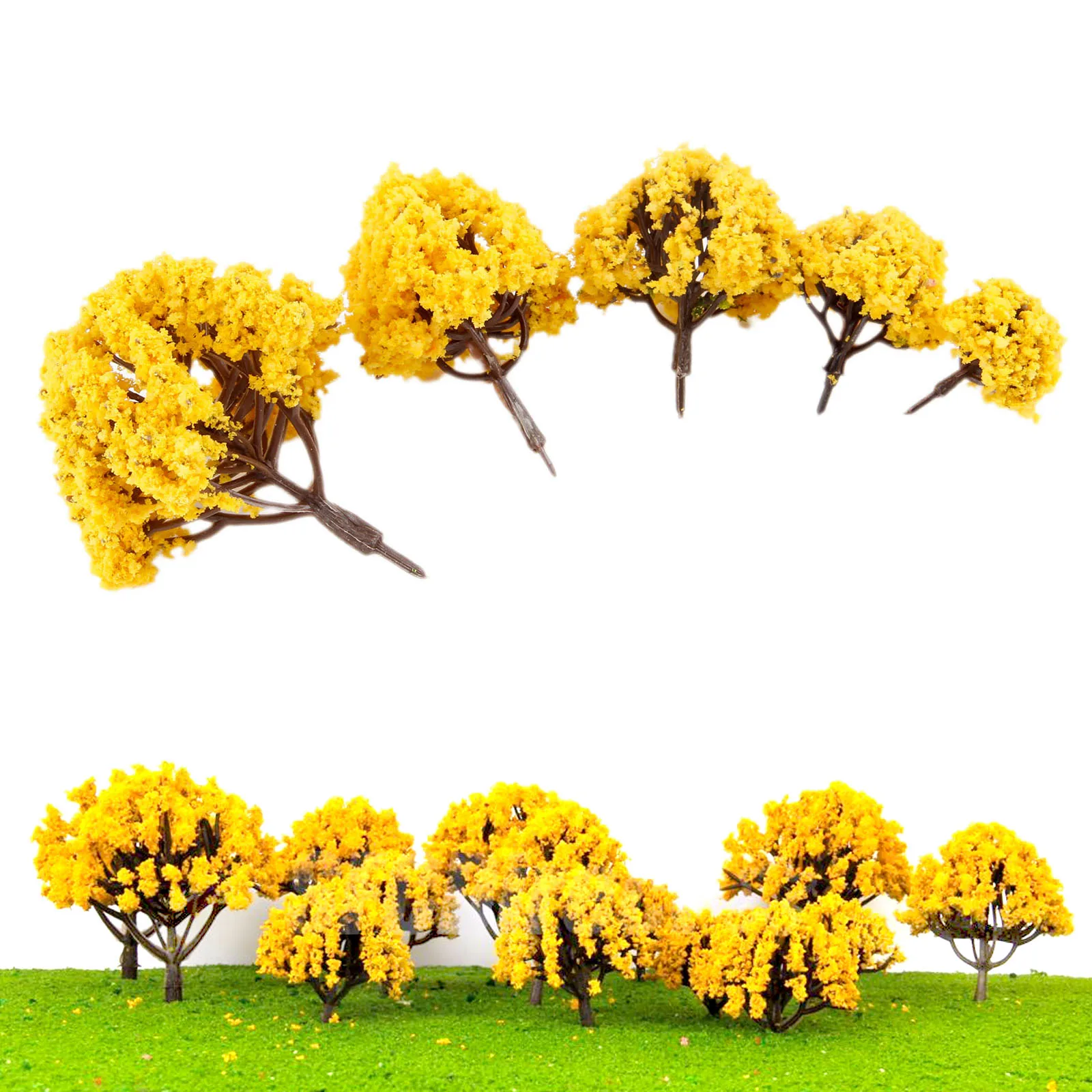 20pcs Orange Flowers Model Trees 3/4/5/6/8cm Railway Scenery HO OO Multi Scale Model Trees Train Diorama Wargame Autumn Scenery