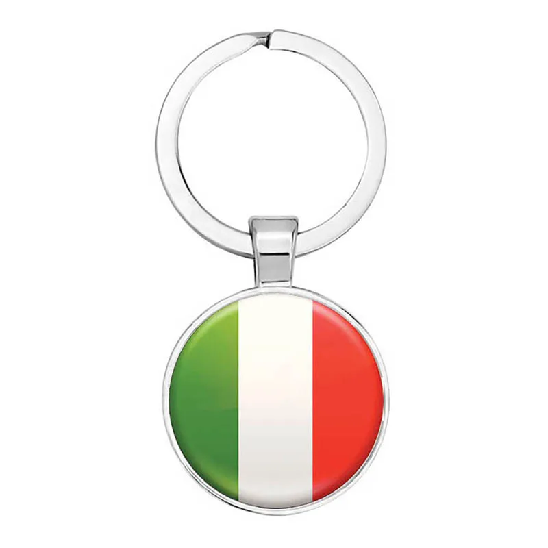 Flag United States United Kingdom Russia Spain Keychain Glass Cabochon Jewelry Keychain Ring Lady Men\'S Pendant Souvenir Gift