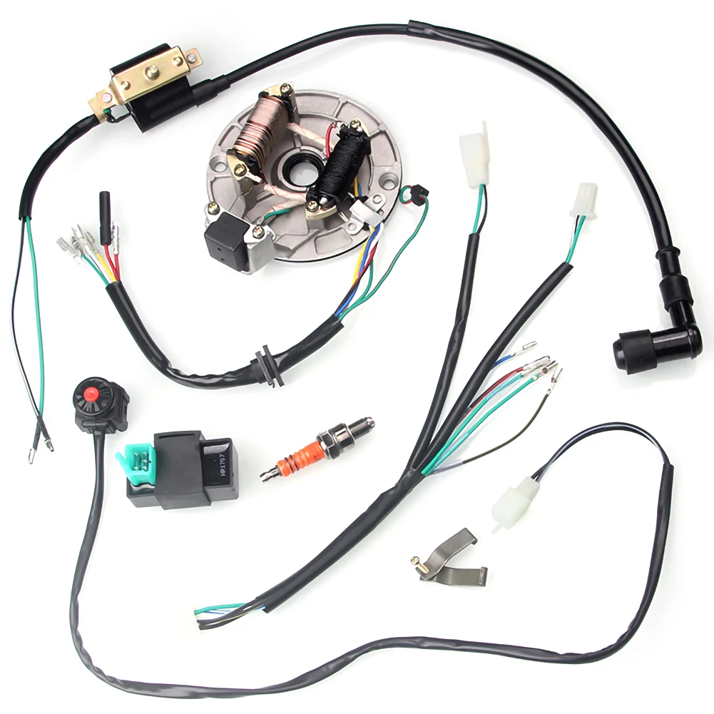 New Motorcycle 4 Stroke Wire Harness Wiring Loom CDI Coil For 50-125cc Kick Start Dirt Pit Bike