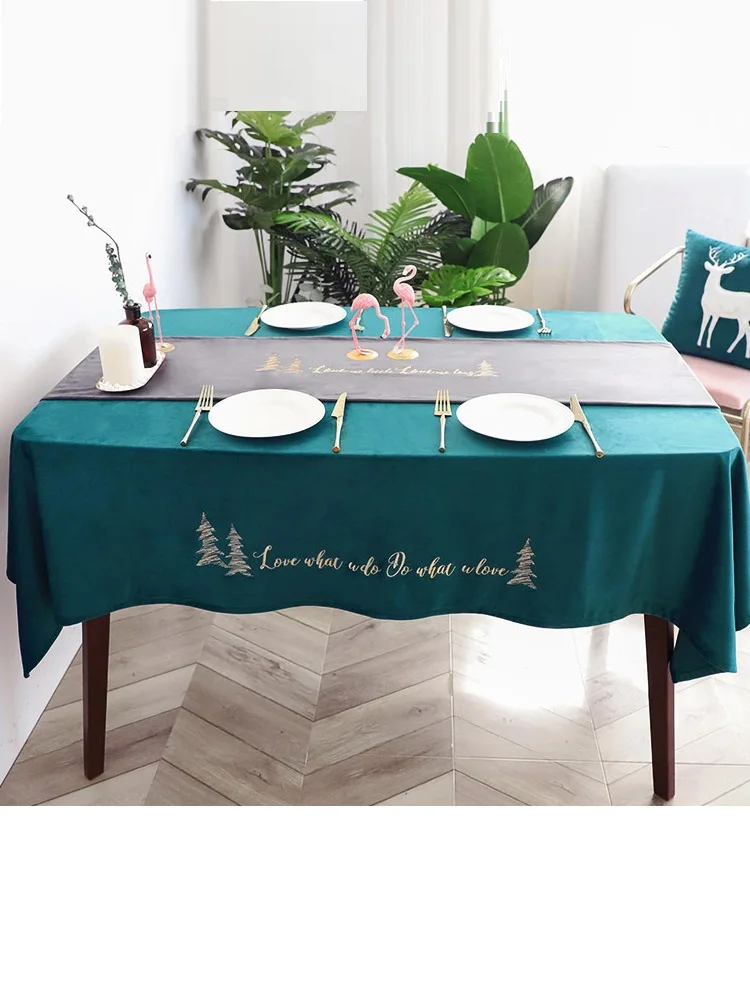 European Fabric Velvet Tablecloth Nordic Dressing Pink Tablecloth Rectangular Waterproof Tablecloth