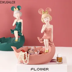 DXUIALOI Modern Simple Creative Girl Storage Decoration Housewarming Gift Resin Crafts Living Room Room Jewelry Storage
