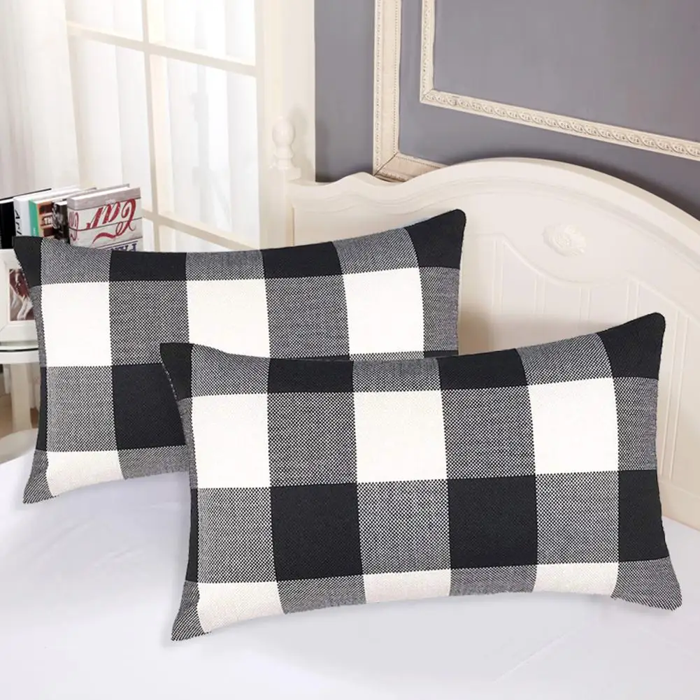 HOT SALES!!! 30x50cm Plaid Linen Throw Pillow Case Cushion Cover Home Sofa Car Bed Decoration Wholesale Dropshipping New Arrival