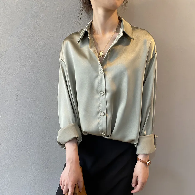 MRMT 2024 Brand New Woen's Shirt Tops Shirt Version Of Solid Color Temperament Loose Slim Long Sleeve Lapel Shirt Female Tops