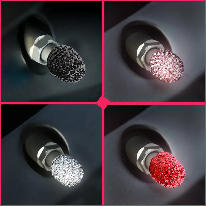 4Pcs Rhinestone Car Tire Valve Caps Diamond Shining Dustproof Caps for Truck Bike Car Accessories Universal Exterior