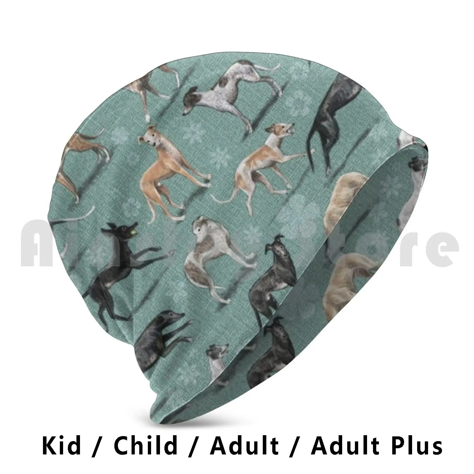 The Greyhound Beanies Knit Hat 1703 Beanies Print Greyhound Lurcher Longdog Whippet Sighthound Staghound Windhund