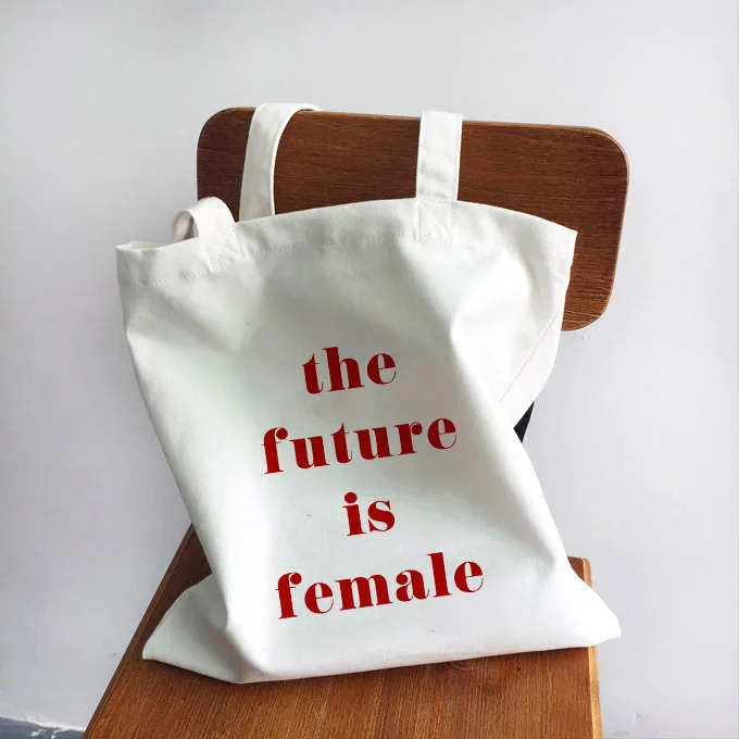 Ladies Handbags Girl Power Quotes Canvas Tote Bag Shopping Travel Women Eco Reusable Shoulder Shopper Bags High Capacity