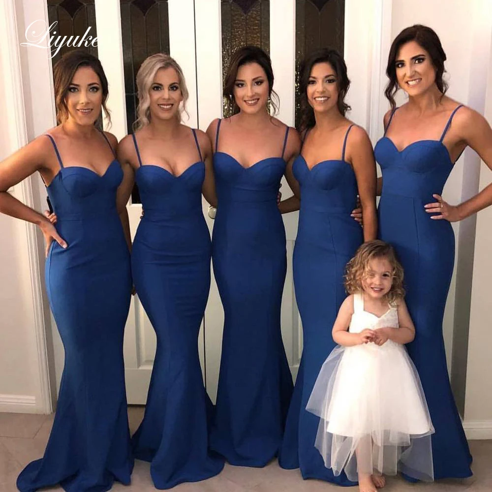 Liyuke Soft Stain Mermaid Bridesmaid Dress High Quality Off The Shoulder 16 Color Avaliable Sleeveless Formal Dress