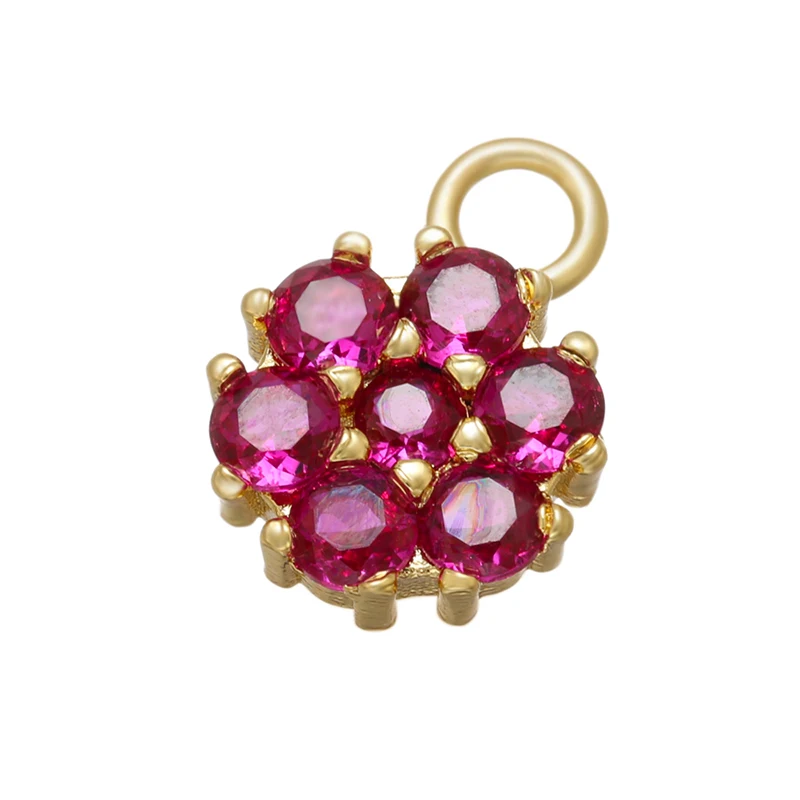 2Pcs/lot,Gold-Color CZ Crystal Charms Pendants for DIY Women\'s Jewelry Making Accessories Flower Necklace Charms:VD819