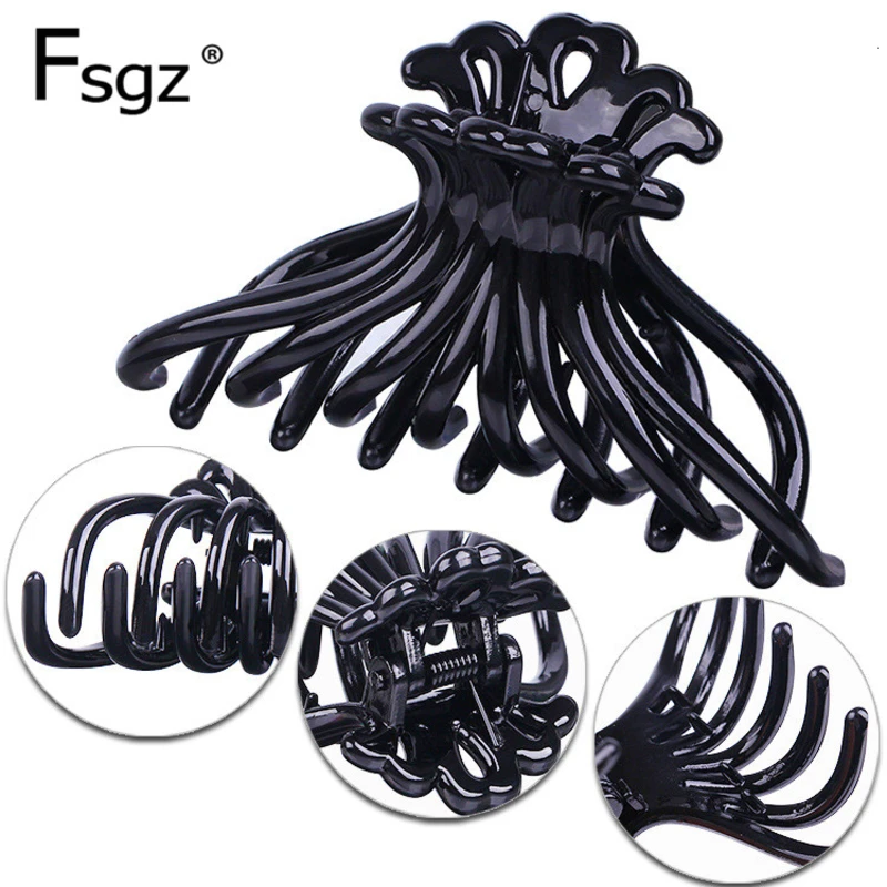 2 Pcs Plastic Hair Claw for Lady Pc Ponytail Holders Strong Bite Force Octopus Crab for Hair Jaw Clip Women Shower Clip 8.5cm