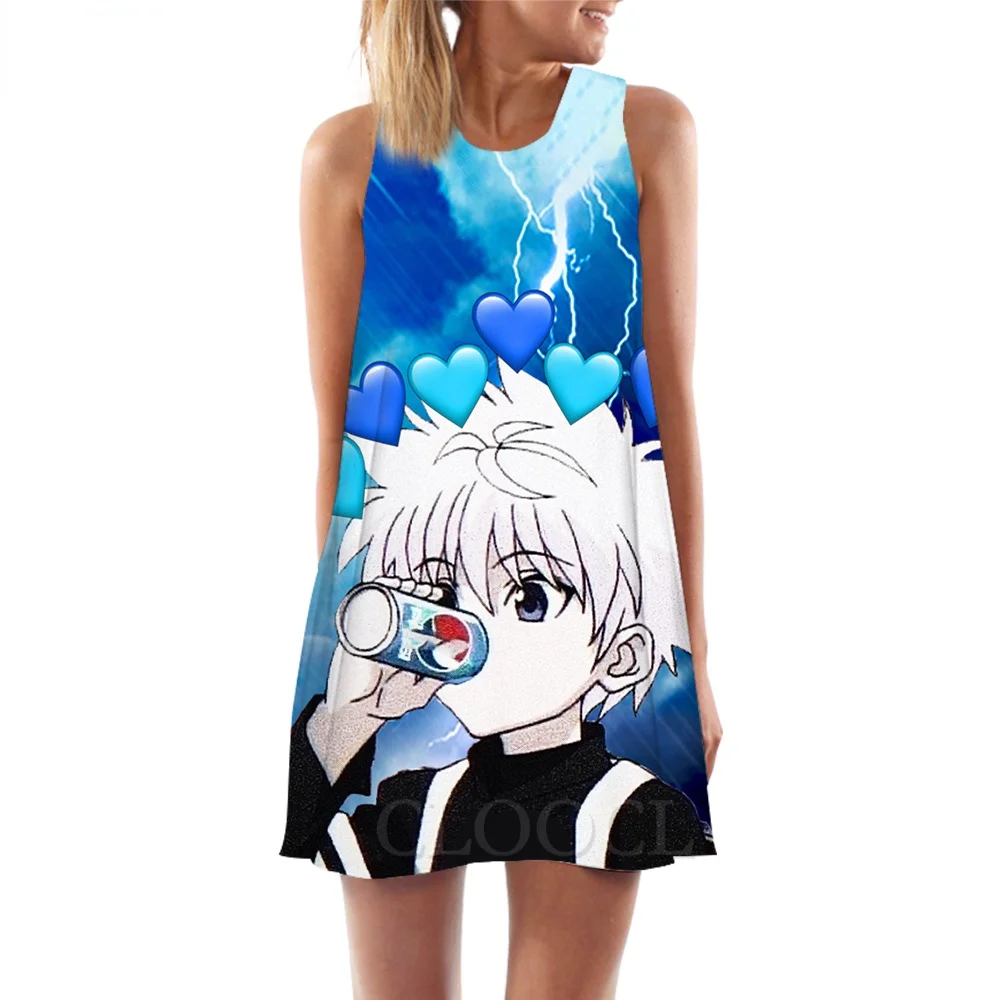 

CLOOCL Women Tank Top Dress Hunter X Hunter 3D Printed Cartoon Short Dress Fashion Streetwear Party Female Vest Sleeveless Dress