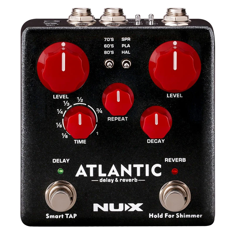 NUX Atlantic Guitar Pedal Reverb Delay Multi Effects 3 Delay Plate Reverb Shimmer Effect Stereo Sound Amp for Guitar Accessories