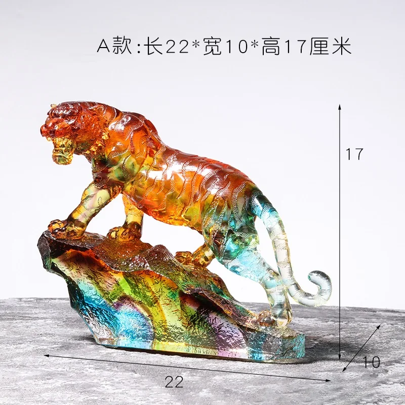 Coloured glaze Chinese Zodiac Tiger ornaments mascot Lucky furnishings Home office desktop decoration craft gifts