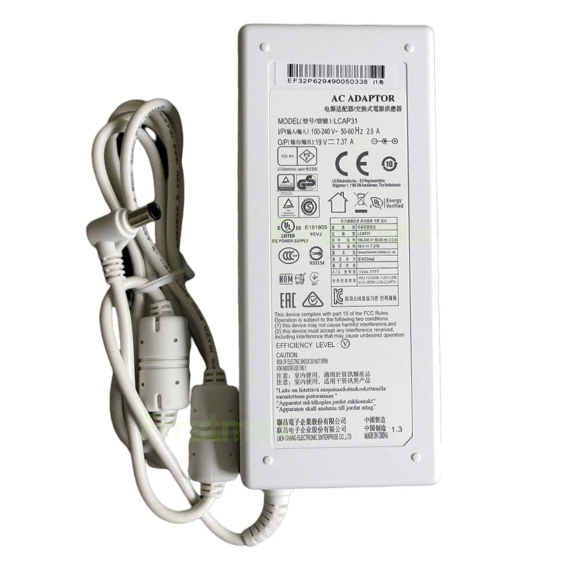 LG 울트라 와이드 모니터 LED용 AC 전원 어댑터 충전기, LG 34UM94 34UM95 34YM95C 34UM94-PD 34UM95-P, 34 인치, 19V, 7.37A, 140W, LCAP31