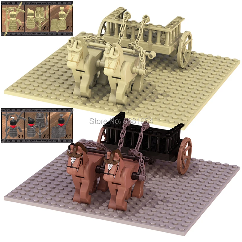 Koruit XP601 Ancient War Horse Carriage Qin Empire Soldiers Action Figure Accessories Building Blocks Toys For Children Gift