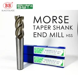 BB HSS Morse Taper Shank End Mill 12mm~40mm Milling Cutter 2# 3# 4# MT3 CNC Tool