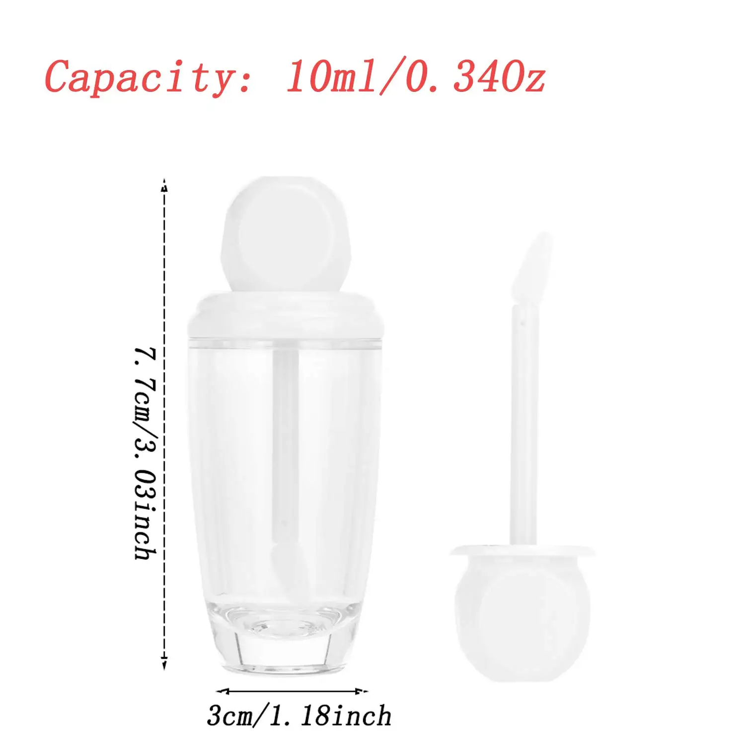 Контейнеры для блеска для губ 100 шт., 10 мл, белые прозрачные тюбики для блеска для губ с пустой палочкой, многоразовые милые круглые тюбики для бальзама для губ «сделай сам»