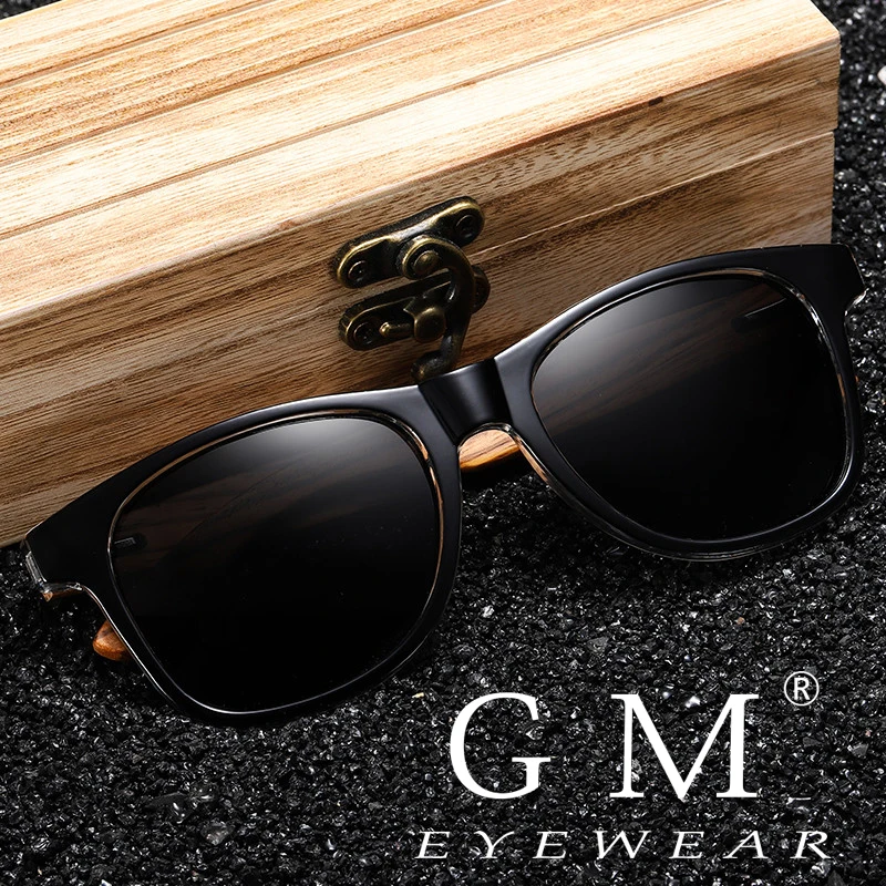 

GM Natural Wooden Sunglasses Men Polarized Fashion Sun Glasses Zebra Wood Oculos de sol masculino