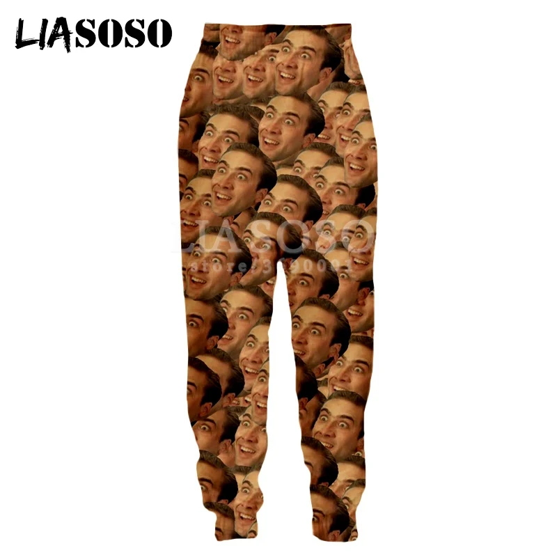 LIASOSO joseph Cage Crazy Funny fissa il tuo viso pantaloni della tuta stampa 3D uomo donna pantaloni della tuta da Jogging divertenti pantaloni