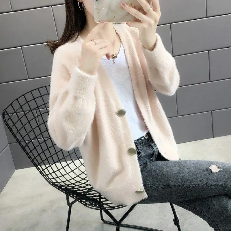 Woman Sweaters 2024 Knitted Cardigan Coat Sweater Women\'s Short Loose Top Women Femme Chandails Pull Hiver