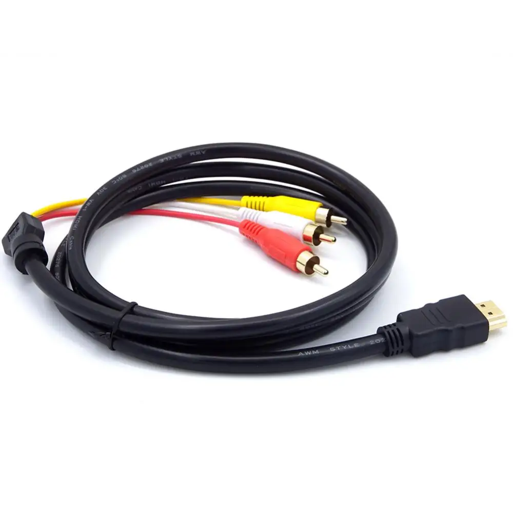 Cable adaptador de conector macho compuesto compatible con DOONJIEY macho a 3 RCA AV