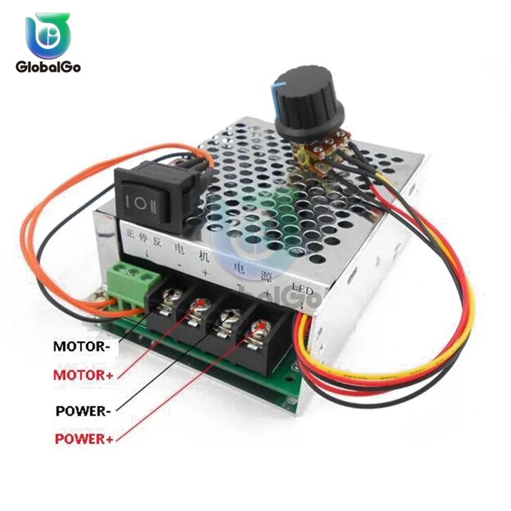 DC 10-50V 40A PWM Motor Speed Controller Inverted Switch 12V/24V/36V/48V Reversible Pulse Driver DC Motor Regulator Module