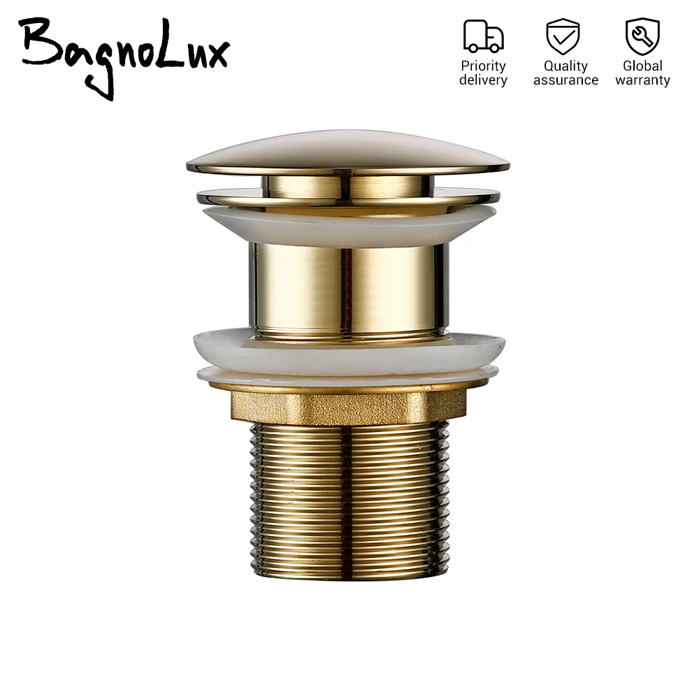 Pop Up Drain Button Bathroom Sink Plug Drainer Siphon Waste Stopper Wash Basin Faucet Accessory Washbasin Pipe Black Gold Rose