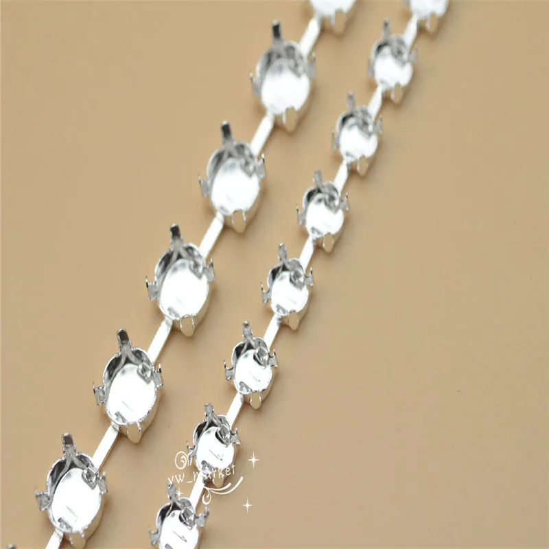 ss38 ss28 strong round glass rhinestone empty chain silver