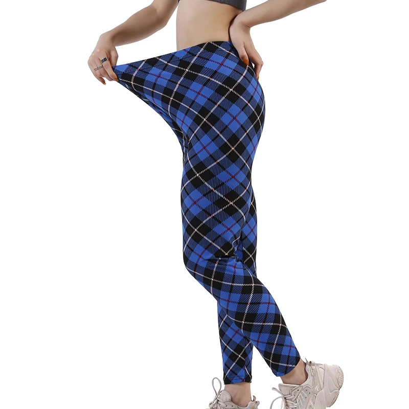 YRRETY Plaid Elasticity Fitness Running Leggins Women Pants Hip Push Up Tights Exercise Trousers Gym Activewear Drop Shipping