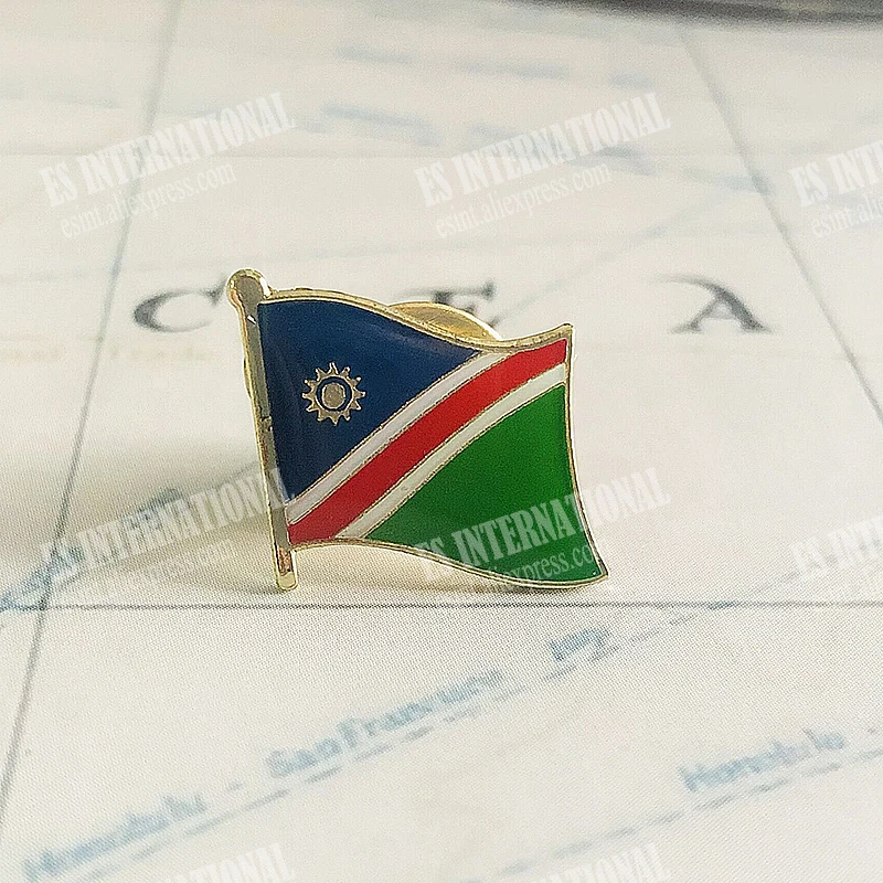 Namibia National Flag Lapel Pins Crystal Epoxy Metal Enamel Badge Paint Brooch Souvenir Suit  Personality  Commemorative Gifts