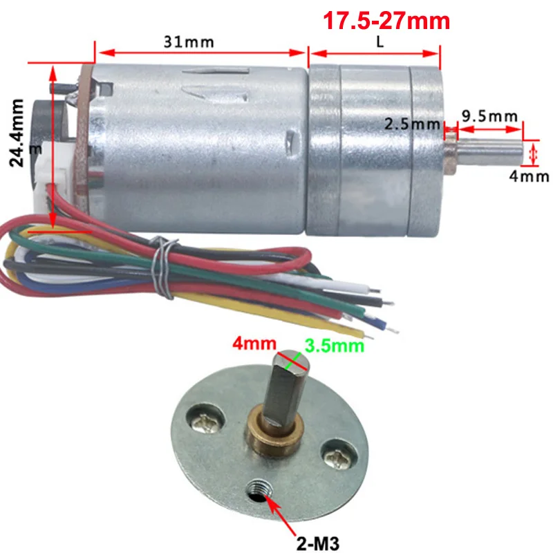 6V 12V 24V DC Geared Motor With Hall Encoder Support PWM Speed And Reversible Miniature All Metal Motor With 11 PPR