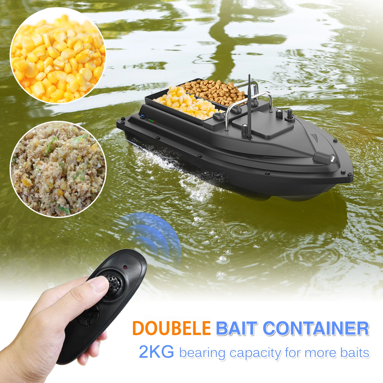 500M Remote Control Fishing Boat Double Motors Smart Fishing Bait Boat RC Fishing Feeder Fish Finder Ship Boat Double Container