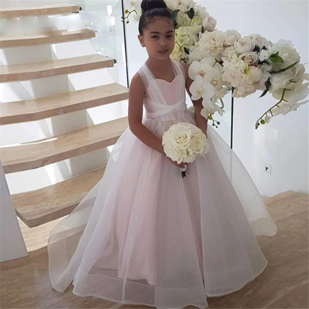 Hoa Cô Gái Ăn Mặc Appliques Cho Đám Cưới Sinh Nhật Bóng Gown Rước Lễ Lần Đầu Dresses