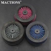 Sistema de filtro de admisión de filtro de aire de repuesto para motocicleta, elemento interior para Harley Touring Dyna Softail Sportster XL, gris, rojo y azul